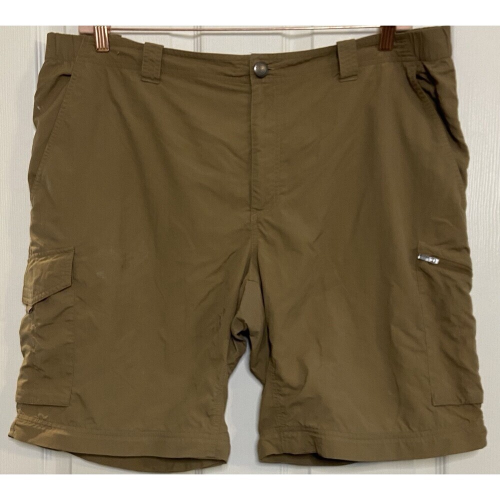 Columbia PFG Omni shade cargo shorts men's 42x10 brown nylon comfort waist